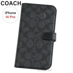 【コーチ】シグネチャーチャコール 手帳型 iPhone14Proケース