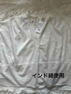 SALE!!Noir 【新品未使用】インド綿　ホワイト 半袖 シャツ