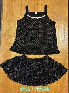 黒の水玉タンクトップとスカートセット