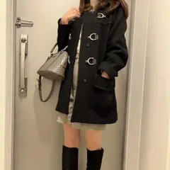 【定価6万5千円】JUSGLITTYカシミア入りダッフルコートブラックSサイズ