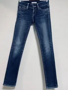 moussy マウジー パウダーデニム ストスリ ローライズ ダークブルー 24