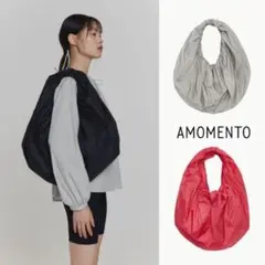 AMOMENTO ドレープデザイン トートバッグ グレー