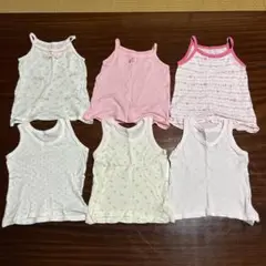 90 サイズ インナー 肌着 半袖 キャミソール タンクトップ 6枚セット