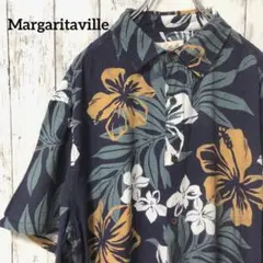 C2277 Margaritaville アロハシャツ ハイビスカス ネイビー