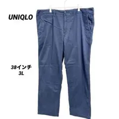 ユニクロ UNIQLO チノパン 【3L】38インチ 大きいサイズ ネイビー 紺