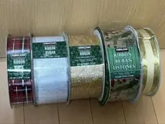Costco Kirkland ワイヤーエッジメタリックリボン 2サイズセット