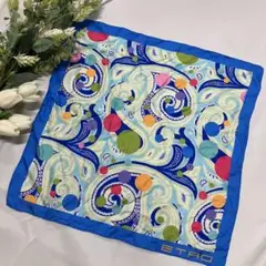 ETRO エトロ ミニスカーフ ブルー ペイズリー柄