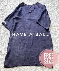 Have a ball リネンワンピース　七分袖