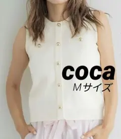 【人気商品】coca ゴールドボタンノースリーブニットプルオーバー Mサイズ