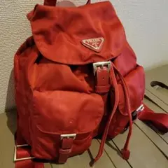 ★プラダ★ナイロン×レザーリュック★レッド中古品♪