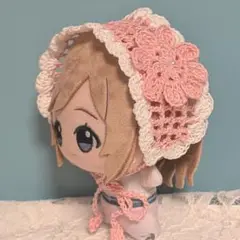 〈ピンク×ホワイト〉ぬい服　ヘッドドレス　にじぬい ちびぐるみ