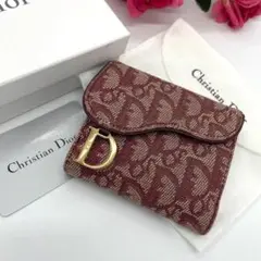 箱・ギャランティ付★Christian Dior 折り財布 トロッター柄 サドル
