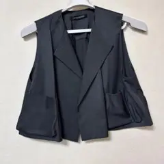 mizuiro ind クルーネックショートベスト　チャコールグレー92番色