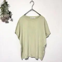 美品✨【23区】レーヨン混 Uネックフレンチスリーブリブニット ゆったりサイズ