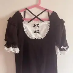 NOEMIE　お嬢さんバックレースアップチョーカーネックカットソー　ブラック