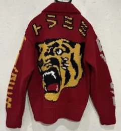 EVISU エヴィスカウチンセーター ニット ブラックバス 道楽 size40 EVISU エヴィスカウチンセーター ニット ブラックバス 道楽 size40