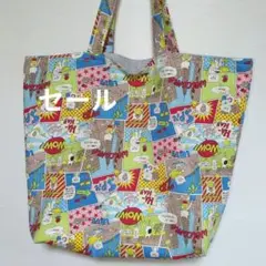 特大エコバックコミック猫柄ハンドメイドセール