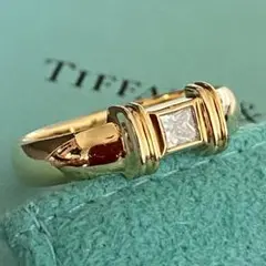 未使用❣️ ティファニー 1Pスクエア ダイヤモンド YG750 50
