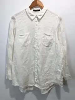 Zelal Sports リネン100% ロングスリーブ ワイド シャツ