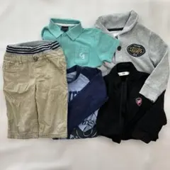 超お得！110㎝5点セット　半袖ポロシャツ、ロンT 、ハーフパンツ、アウター2枚