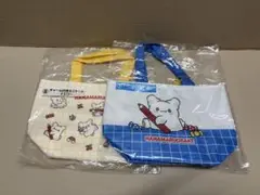 はなまるおばけ　サンリオ当りくじ　チャーム付きミニトート・ブルー・イエローセット