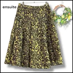 ensuite フレア スカート 花柄 ドットひざ丈 1 ファスナー 裏地