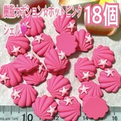 樹脂カボション☆ホットピンクシェル❤️18個