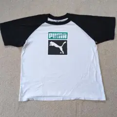 80〜90s PUMA ラグランTシャツ ホワイト/ブラック　ヒットユニオン
