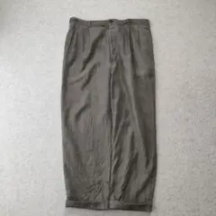 Papas パパス ワイド リネン スラックス チャコールグレー