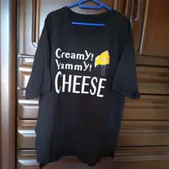 チーズプリント　半袖Ｔシャツ　黒サイズ　フリー 　体型カバー　美品