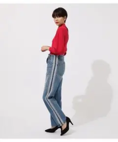 【AZUL】SIDE LINE DENIM STRAIGHT