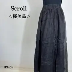 【極美品】スクロール ロングフレアスカート フラワーレース切替 M ブラック