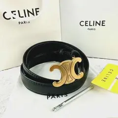 CÉLINE ブラックレザー ベルト 90