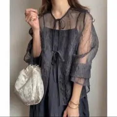 【ブラック】FILLOU 2WAYワッシャーブラウス