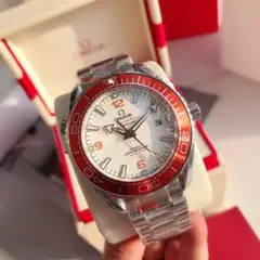 OMEGA Seamaster 自動巻き腕時計 ホワイト/オレンジ