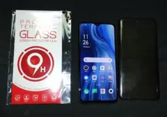 oppo reno a ブラック スマートフォン 本体 ガラスフィルム カバー