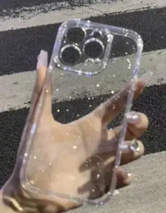 iPhone用クリアグリッターケース