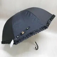 LANVIN ランバンオンブルー ドビーフリル 晴雨兼用 長傘 黒 ブラック