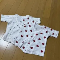 ベビー肌着 2枚セット ハートとドット 50cm～60cm