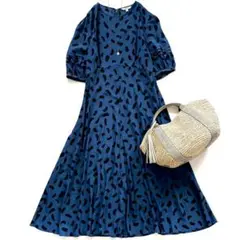 極美品♪UNIQLO C◆ユニクロシー◆バルーンスリーブワンピース　ブルー　L