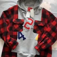 【424】FLANNEL HOODIE/新品タグ付/送料込/納品書有