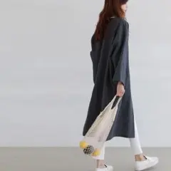 日焼け防止　ロングシャツ　ネイビー　韓国っぽ プルオーバー