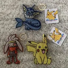 未使用 ポケモン ピカチュウ ラビフット　シャワーズ　クリーナーキーホルダー