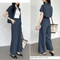 COCOMOMO セットアップ ワイドパンツ レディース　ネイビー　Lサイズ