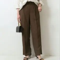 スピック&スパン　ビスリネンタックストレートパンツ　36　リネン混