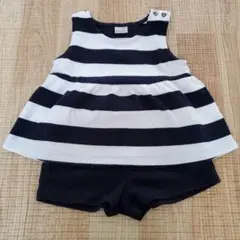 petit main♡ボーダーバックリボントップス&ショートパンツセット 80㎝
