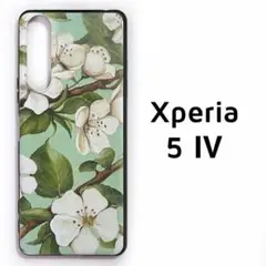 Xperia 5 Ⅳ カバー 緑 白 花柄