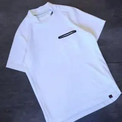 美品 newbalance golf モックシャツ ホワイト ネックロゴ