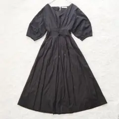 ほぼ未使用✻LADYMADE パフスリーブフレアワンピース レースアップ 黒