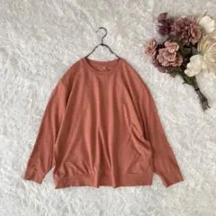UNIQLOユニクロソフトニットフリースクルーネックT（X X L）オレンジ系